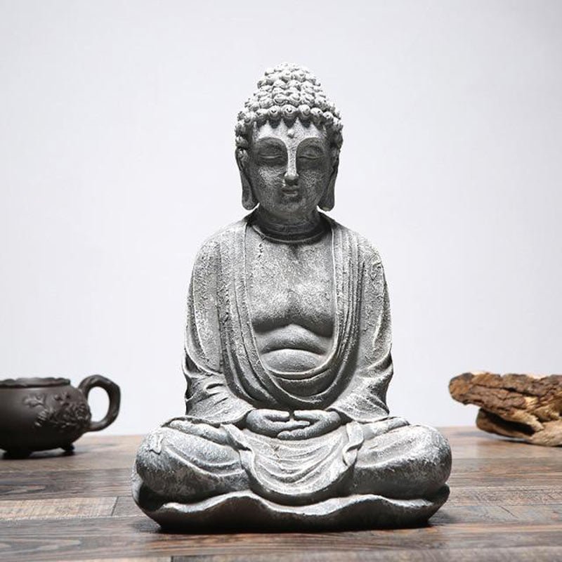 Statue Bouddha Shiva En Pierre – Fait Main En Allemagne, Résiste Au Gel -30°C, 38x25x18 Cm