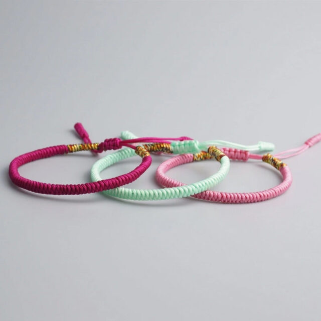 Triple20Bracelet20Tibetain20Fuchsia20Vert20Rose 2